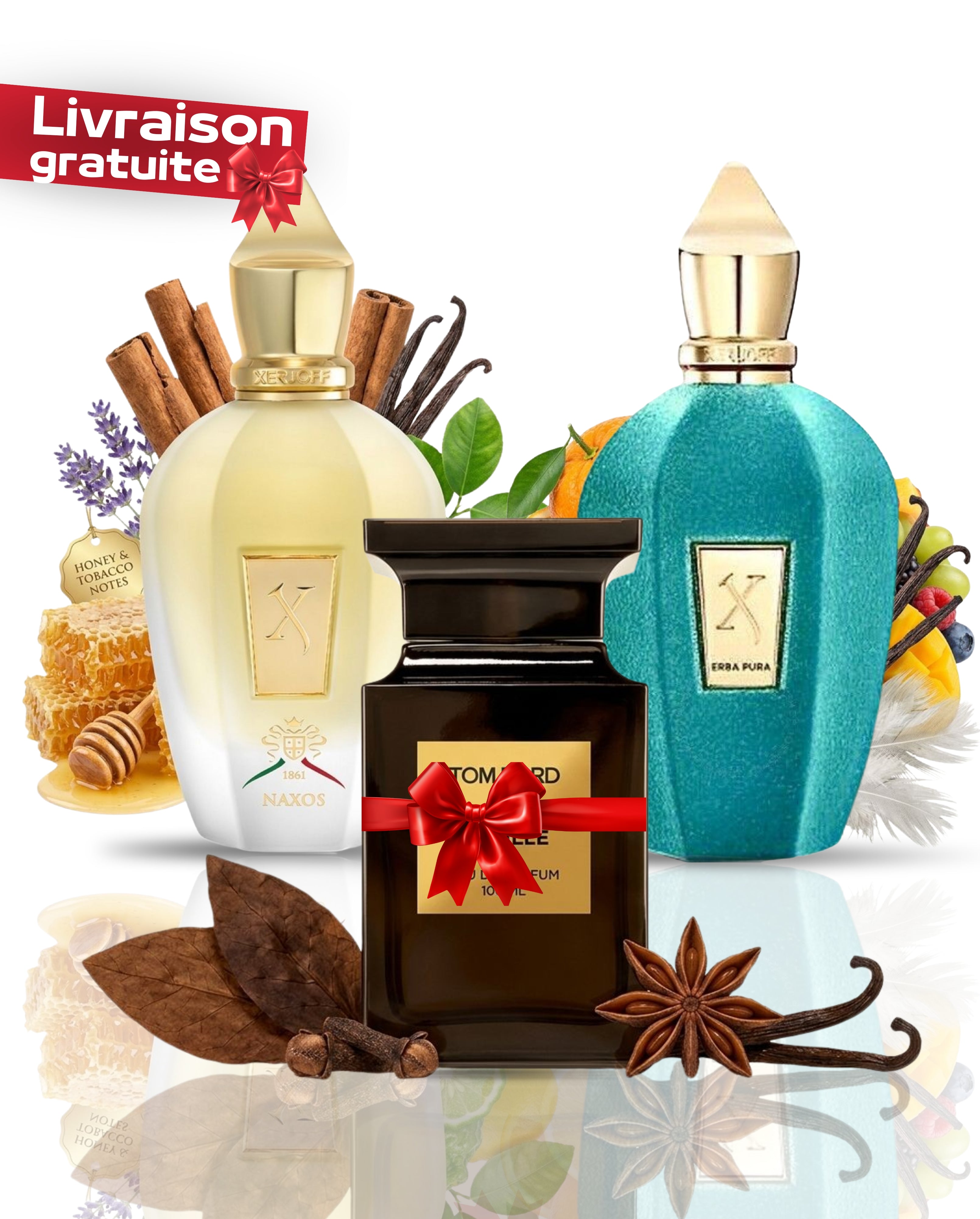 Xerjoff naxos 10ML + Xerjoff erba pura 10ML + Tom ford tobacco vanille 10ML