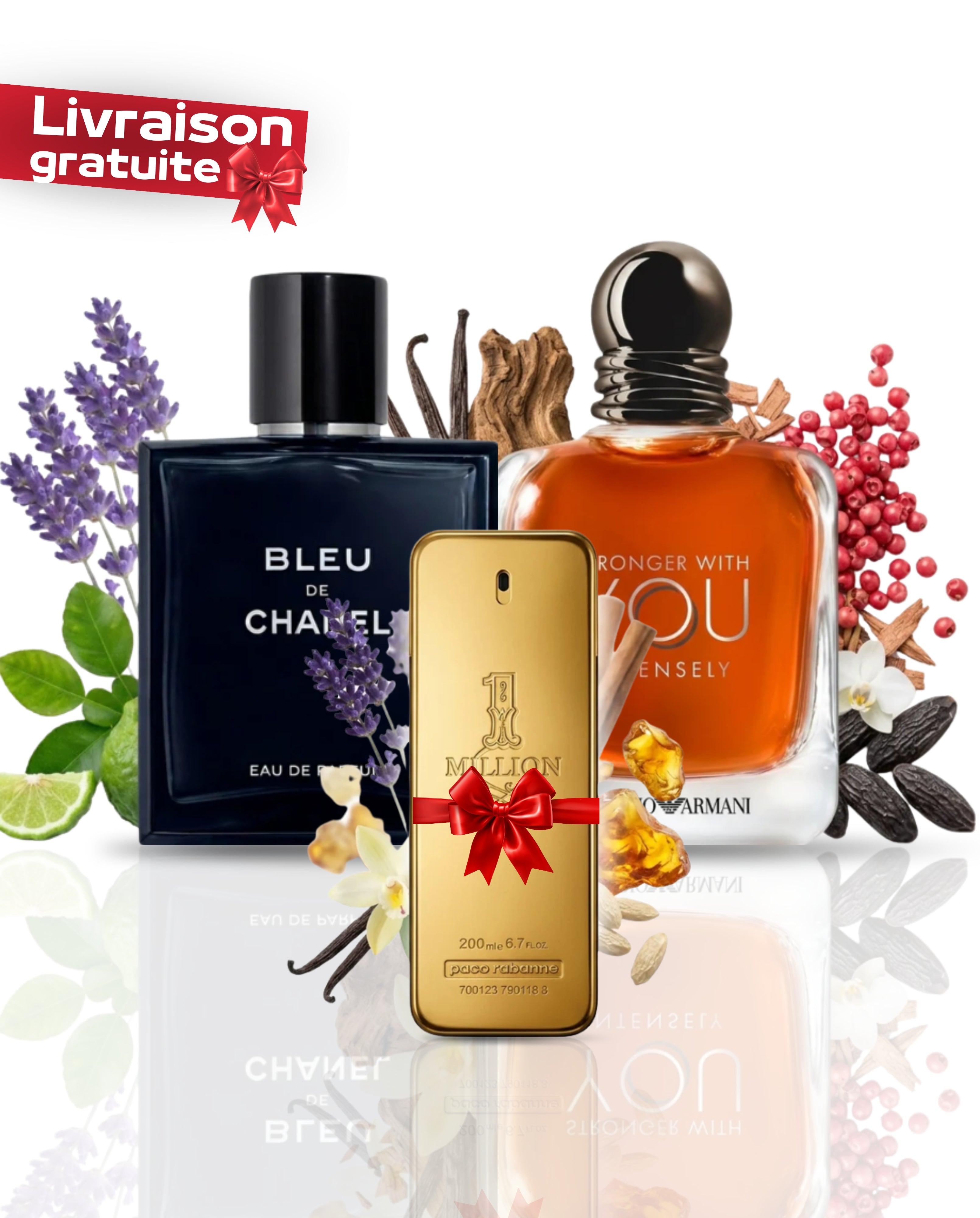 Bleu de Chanel  10ML+ 1 Million 10ML + Stronger With You Intensely 10ML