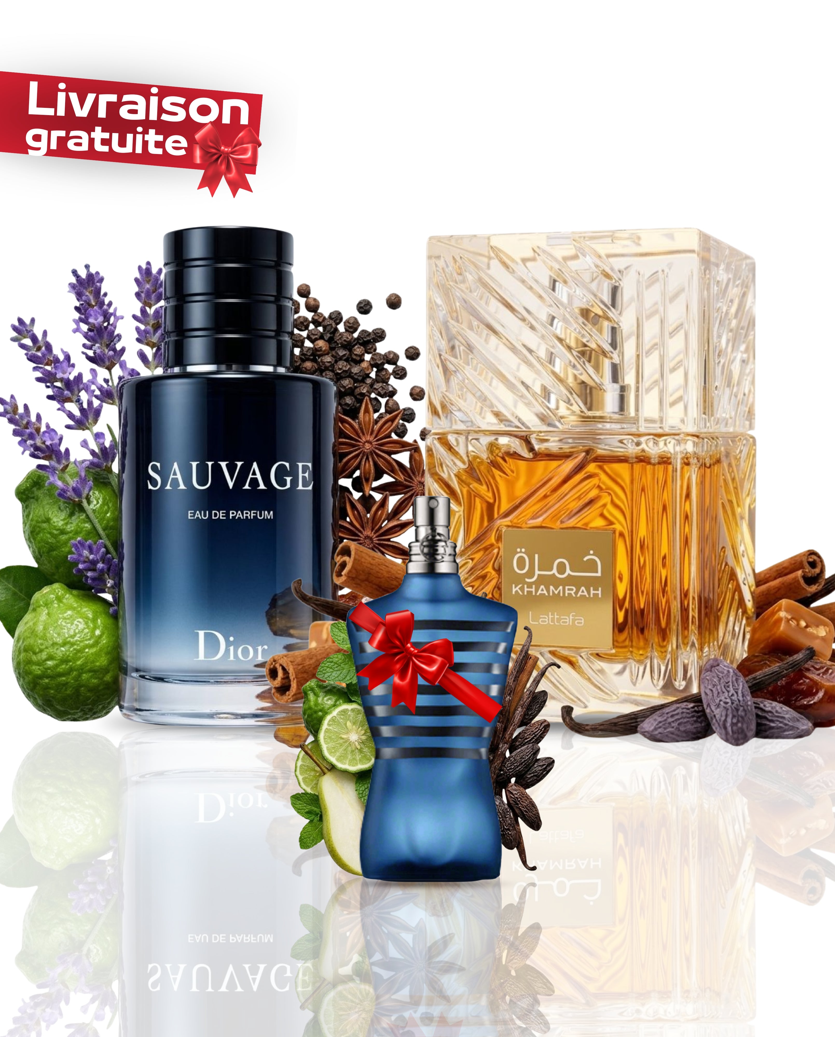 Dior Sauvage 10ML + Khamrah  10ML+ Le Male 10ML